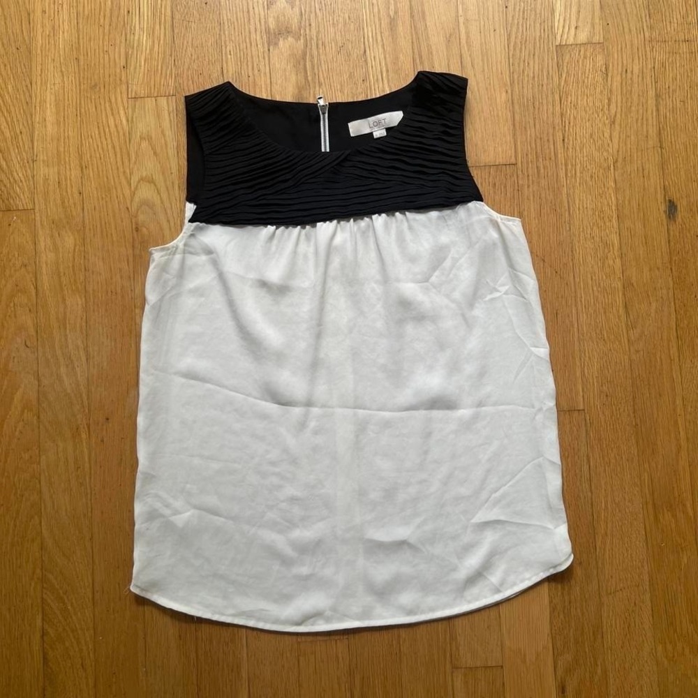 Ann Taylor LOFT Black and White Work Top Womens XS